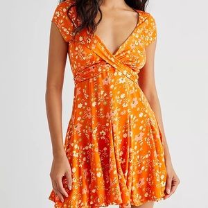 Free People Orange Floral Dress